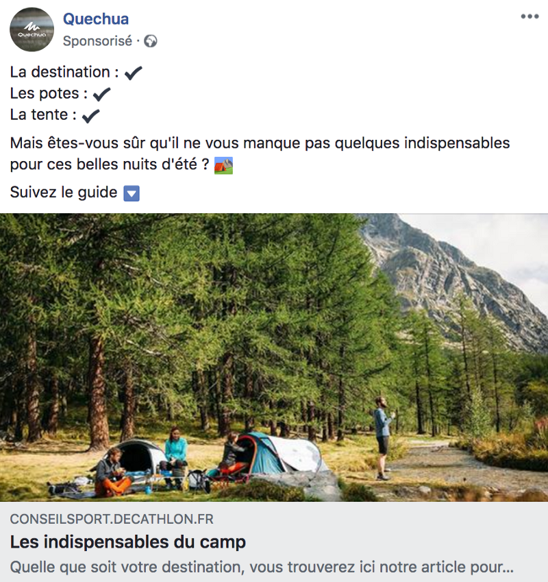 Quechua Facebook Ad
